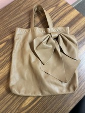 Vintage Genuine Red VALENTINO Tan Leather Tote Bag Bow