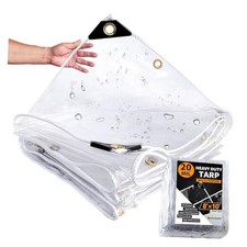 8 10ft, Clear Tarp with Grommets, 20 Mil, Vinyl Tarpaulin Heavy Duty