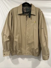 Vtg Masters Collection Jacket Khaki Lined Full Zip Golf Outdoors Beige Mens Sz L