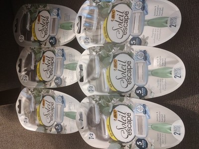 6  BIC Disposable Razors Soleil Escape Jasmine & Eucalyptus Handles 5 Blade 2ct