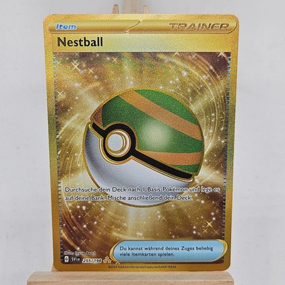 Pokemon Karte: Nestball 255/198 Trainer Karmesin & Purpur NM GOLD Deutsch