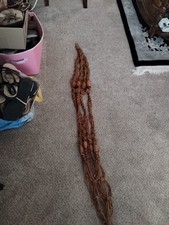 Macrame Brown Beaded Hanging Planter Rope Sz 54.5 In