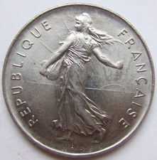 Moneta Repubblica Francese 5 Franchi 1974 in Uncirculated