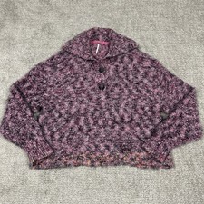Free People Stellar Sweater Small Pullover Oversized Fuzzy Button Collar Slouchy