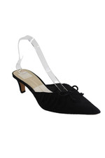 Dolce Vita Womens Suede Ribbon Ruched Design Pointed Toe Mules Black Size 7.5