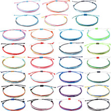 30 Pieces Adjustable Woven Anklets Bracelets Bohemian Braided Rope Bracelets Wat