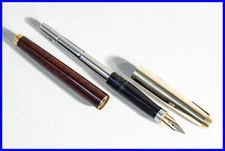 PARKER 75 Cartridges Fountain Pen In Brown Marbled & Gold Design With F 18K Nib