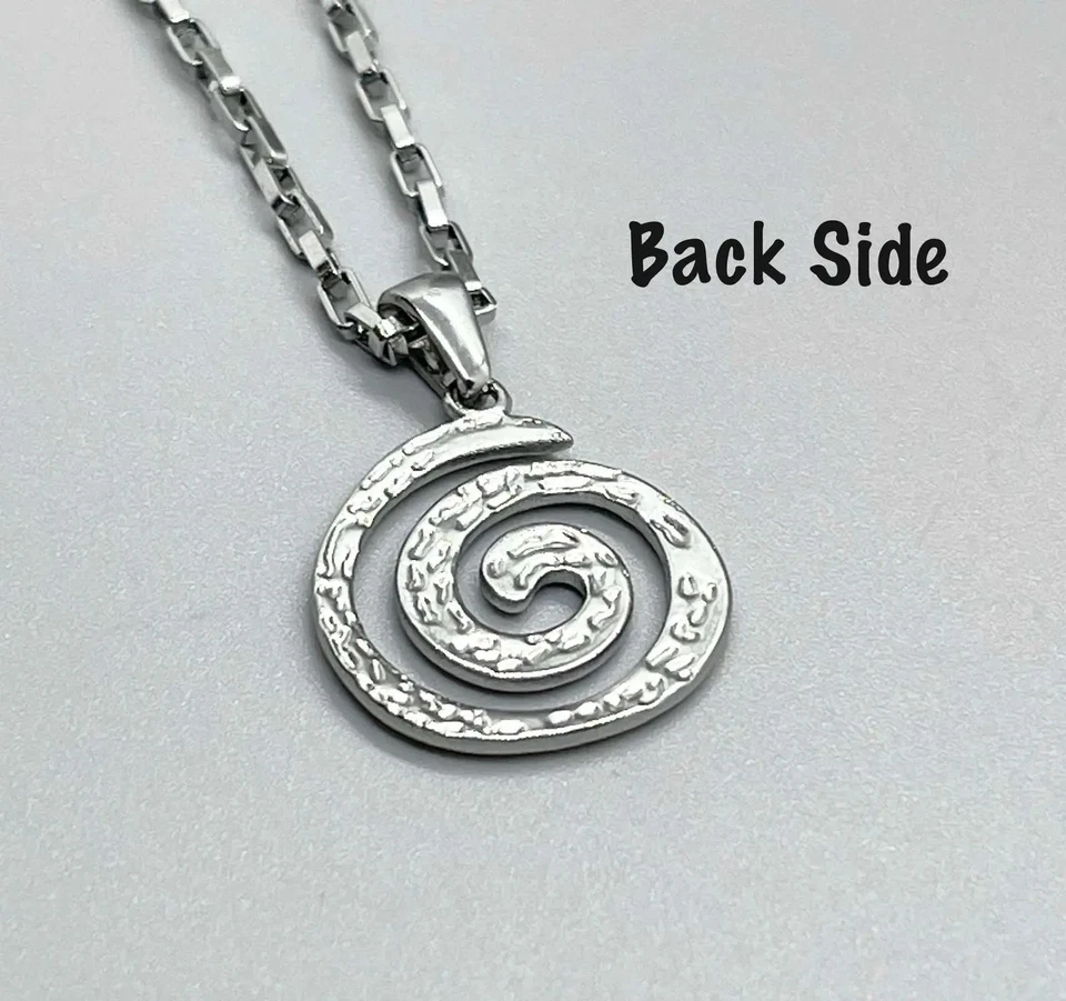 Collar Colgante Vórtice Espiral Remolino Cadena Serpiente Ajustable Plata Unisex Mujer Foto 3 de 3