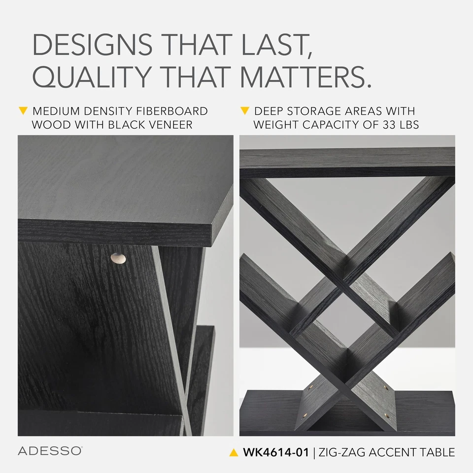 Mesa de acento en zig-zag - Estantería de mesa - Mesa auxiliar de almacenamiento. Muebles para el hogar... Foto 4 de 4