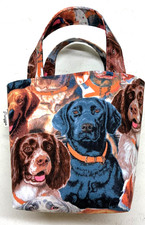 Handmade Fabric Lined Mini Tote Bag/Gift Bag Multicolor Allover Dog Face Print