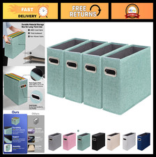 4 Pack Letter Size File Organizer - Collapsible Fabric Storage Box with Metal Ha