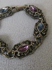 Vintage 30's Czech Art Nouveau/Deco Jewelry Copper Glass Crystal 7 Inches