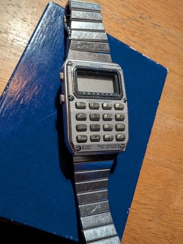 Vintage Seiko C515-5000 Calculator Memory Mens Digital Watch Retro Rare W Papers