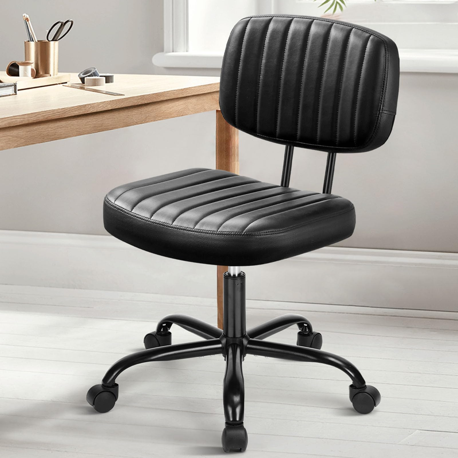 Armless Ergonomic Home Office Chair with Low Back Lumbar Support