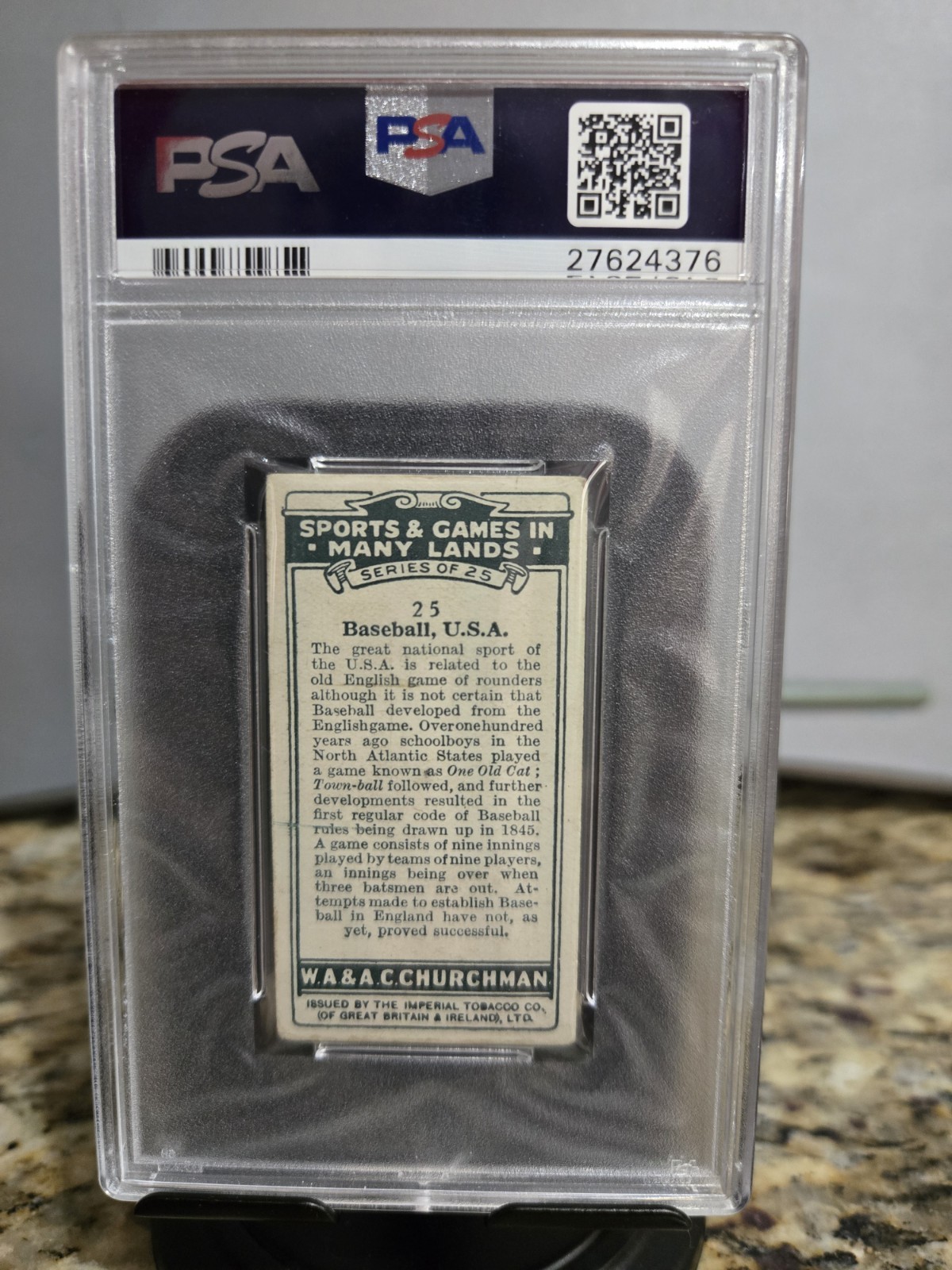 BABE RUTH 1929 WA & AC Churchman Sports and Games Baseball PSA 3.5 YANKEES HOF view 2