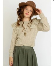 NWT JOYFOLIE TIEGAN SWEATER IN HEATHER OAT SIZE 12