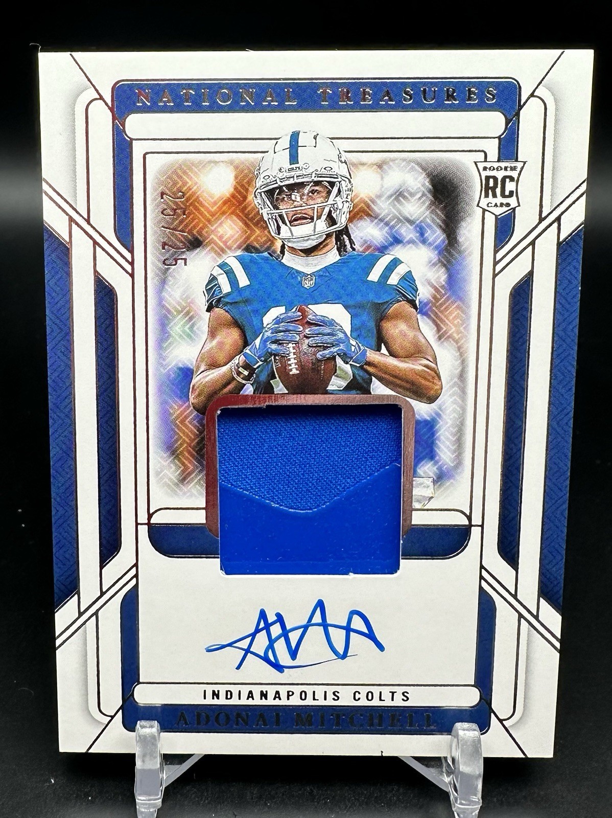 2024 National Treasures Adonai Mitchell RPA Rookie Patch Auto /25 RGS-AML Glove