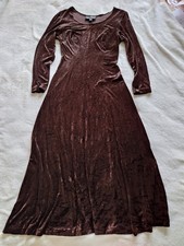 Vintage Karen Kane Chocolate Brown Crushed Velvet Maxi Dress Made in USA Size S
