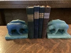 New ListingVintage Van Briggle Pottery Polar Bear Bookends Rare Matte Ming Blue Glaze Pair