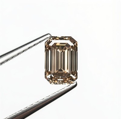2 CT Fancy Champagne Color Emerald Cut VVS1 Diamond Premium Quality  Gemstone 