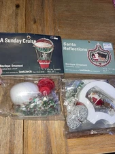 2 VTG Nos LeeWards Boutique Xmas Ornament Kits: Sunday Cruise Santa Reflections
