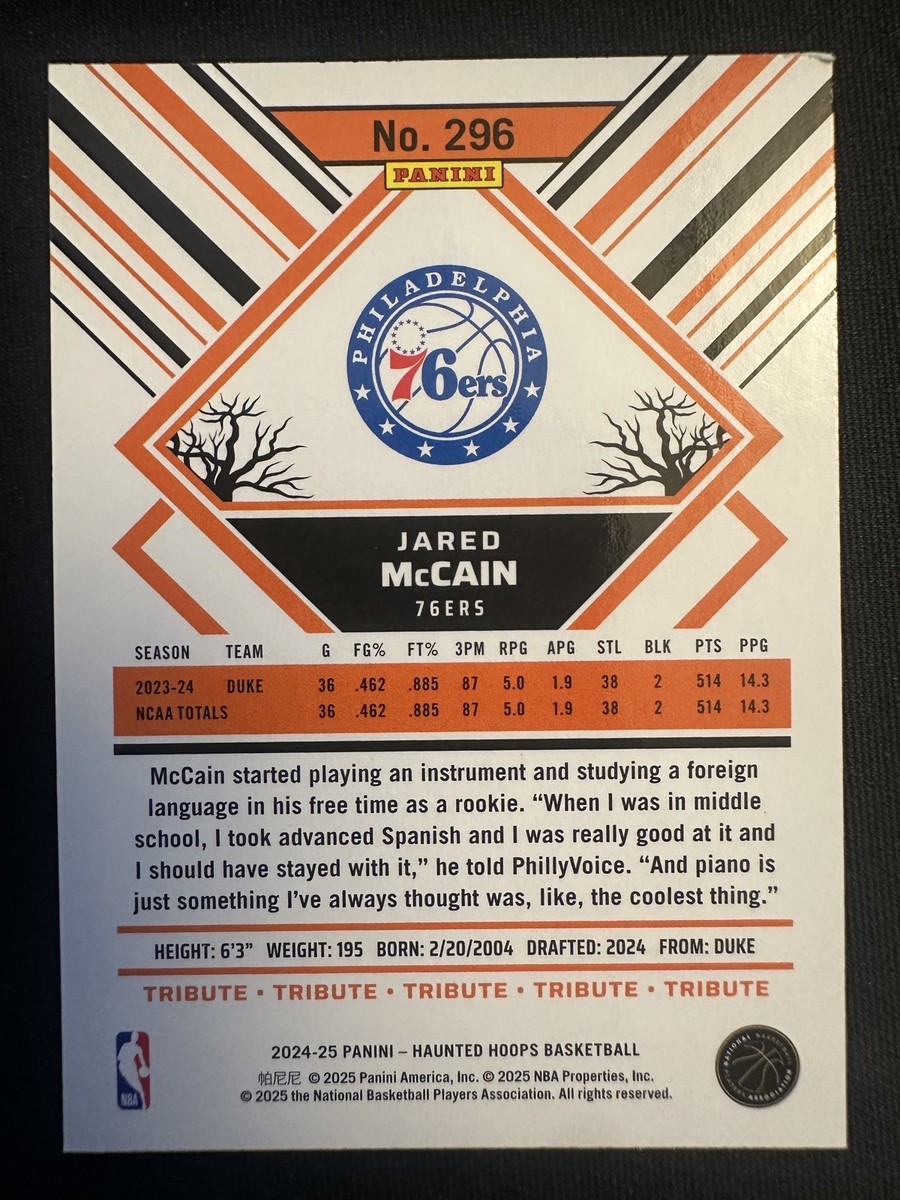 2024-25 Panini Haunted Hoops - Tribute Jared McCain, Jared McCain