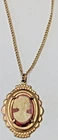 Estate Costume Jewelry - Cameo Pendant w/Chain - Gold Tone Unmarked
