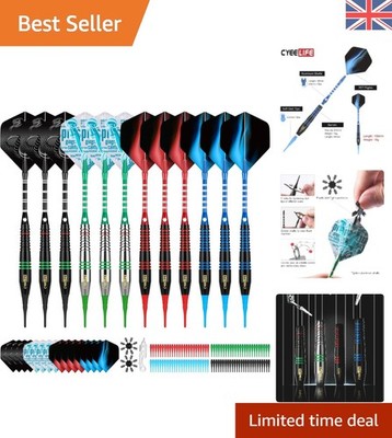 Langlebiges 12-teiliges Soft Tip Dart Set mit 100 Ersatzspitzen & Schraubenschlüssel enthalten