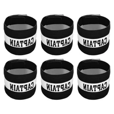 6 Pack Captain's Armband Elastic Arm Band for Soccer Team Training Black