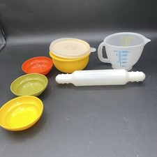 Vintage Tupperkids Tupperware Toys Kids Mix Lot Bowls, Rolling Pin, Measuring