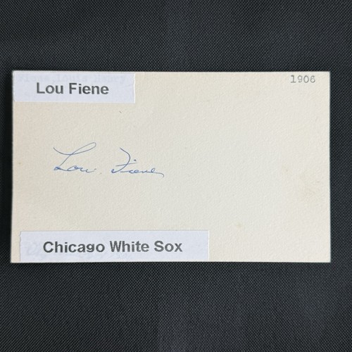 Lou Fiene Signed Index Card Chicago White Sox 1906 to 1909 T206 set