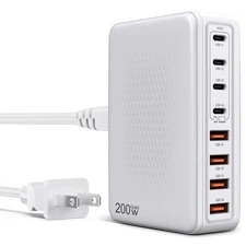 200W USB-C Charger Hub, 8-Port Gan III Fast Charging Station with 65W PD for iPh