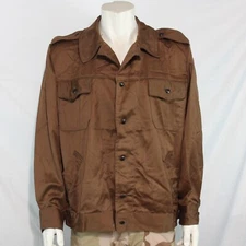 Genuine Surplus Romanian Army Working Jacket Shirt Brown Canvas Shiny Satin 3159