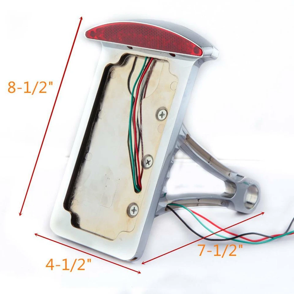 For Harley Chrome Motorcycle Tail License Plate Frame Mount Holder w/ LED Lights - Image 3 of 4