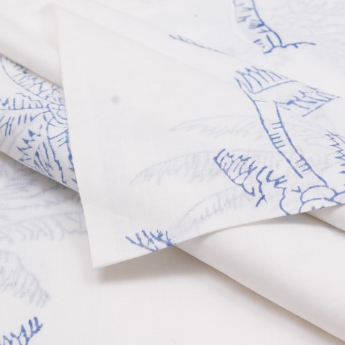5 Yard Fabric Cotton Dress Material Sanganeri Palm Tree Print Hand Block - Picture 6 of 7