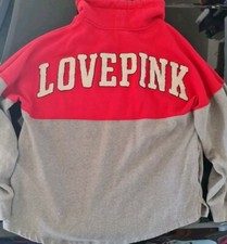    PINK Victoria's Secret Sweatshirt Women's Medium Varsity Cowl Love Colorblock