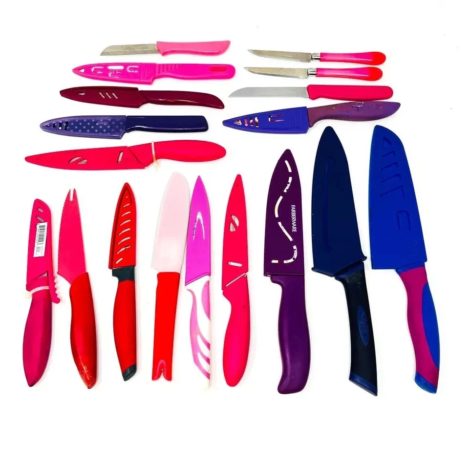 18 Pcs Farberware and Assorted Non-Stick Coated Knife Set with Blade Guards