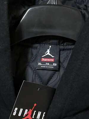 ジャケット・アウター Supreme Jordan Hooded Varsity Jacket Buy Supreme x Jordan Hooded Varsity Jacket 'Black' - FW15J4 BLACK