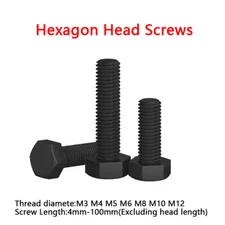 M3 M4 M5 M6 M8 M10 M12 Black Plastic Nylon Hexagon Bolts Hex Head Cap Screws