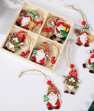 Set of Wooden Christmas Ornaments- Rustic winter Wooded Ornaments-Natural wood a
