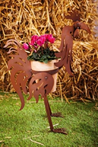 Albert Hechinger Edelrost Gockel Gustav - Garten-Deko, 53,5 Cm Hoch, Inkl. Erdspieß Zum Stecken