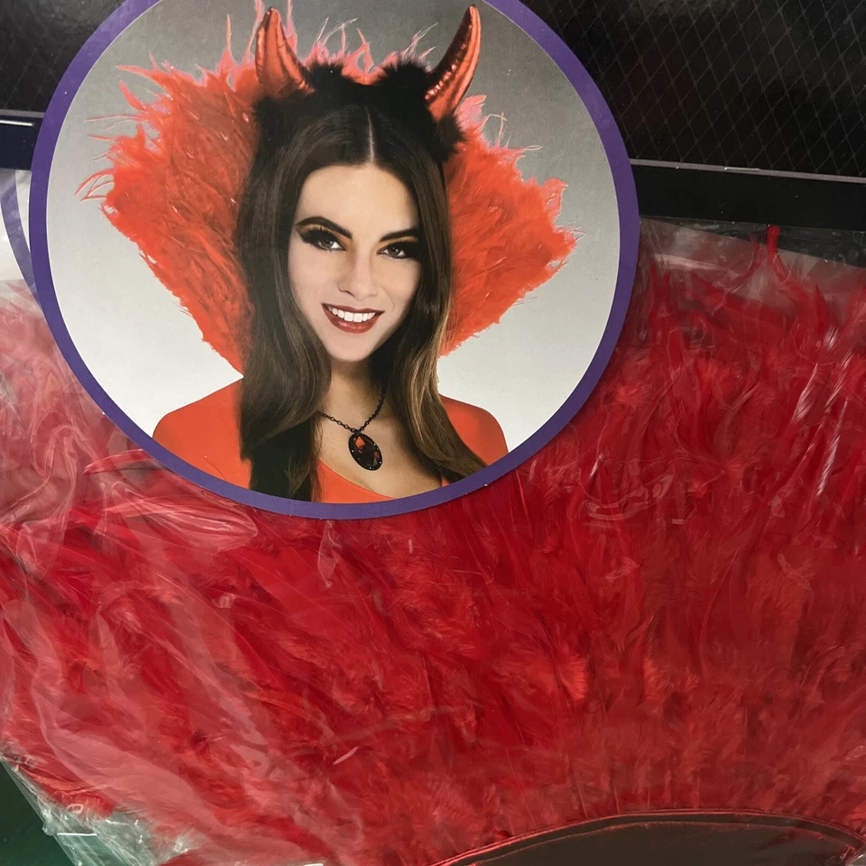 Disfraz de Halloween con cuello de pluma rojo disfraces diablo disfraces Foto 2 de 3