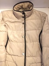 Geox Respira Womens Size 8 Tan Ivory Puffer Jacket/coat Italy $198