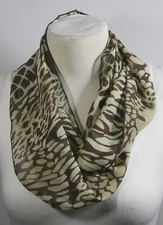 Infinity scarf, brown color theme, chiffon, handmade, great for vacation