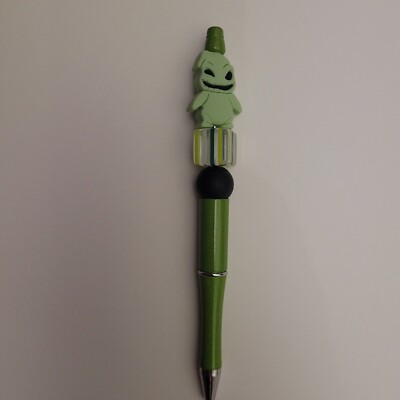 oogie boogie pen focal beaded pen green 1pc hand made
