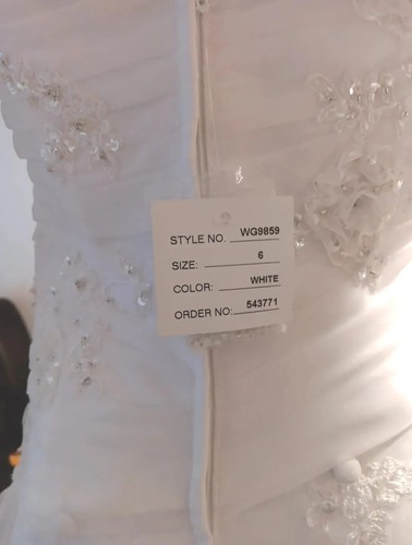NEW with Tag White Wedding dress & Vail Size 6 Vail Davids Bridal Beaded Laced - 第 12/24 張圖片