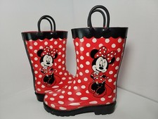Disney Girls Minnie Mouse Character Printed Waterproof Easy-On Rubber Rain Boots