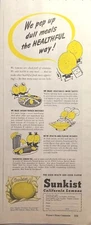 Sunkist Lemons Los Angeles CA Peppy Flavor Pie Fish Vintage Print Ad 1942