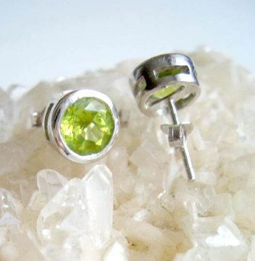 Ohrringe, Ohrstecker mit Peridot, 925er Silber - Olivin - - Bild 3 von 4
