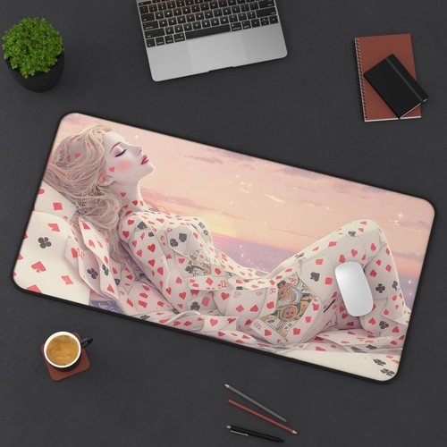 Dreamy Fantasy Desk Mat, Playing cards woman, Gaming Mouse Pad, Unique Poker - 第 5/13 張圖片